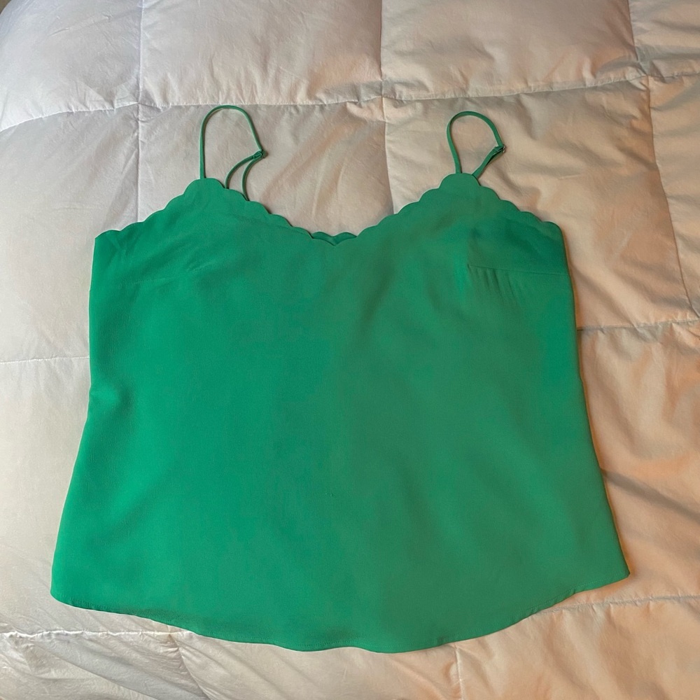 JCrew Kelly Green Scalloped Camisole Top